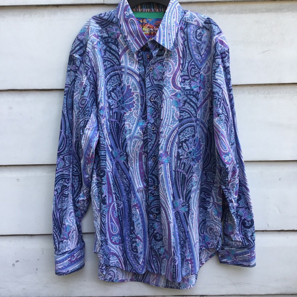 Men’s Robert Graham blue/purple print button shirt
